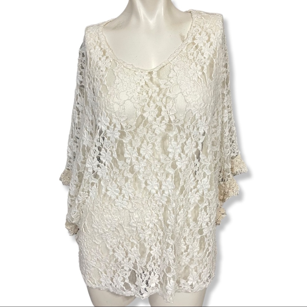 T Party white lace tunic top M - Picture 2 of 8
